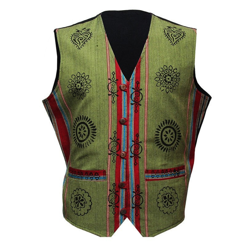 Hippy Waistcoat With Printed Pattern
