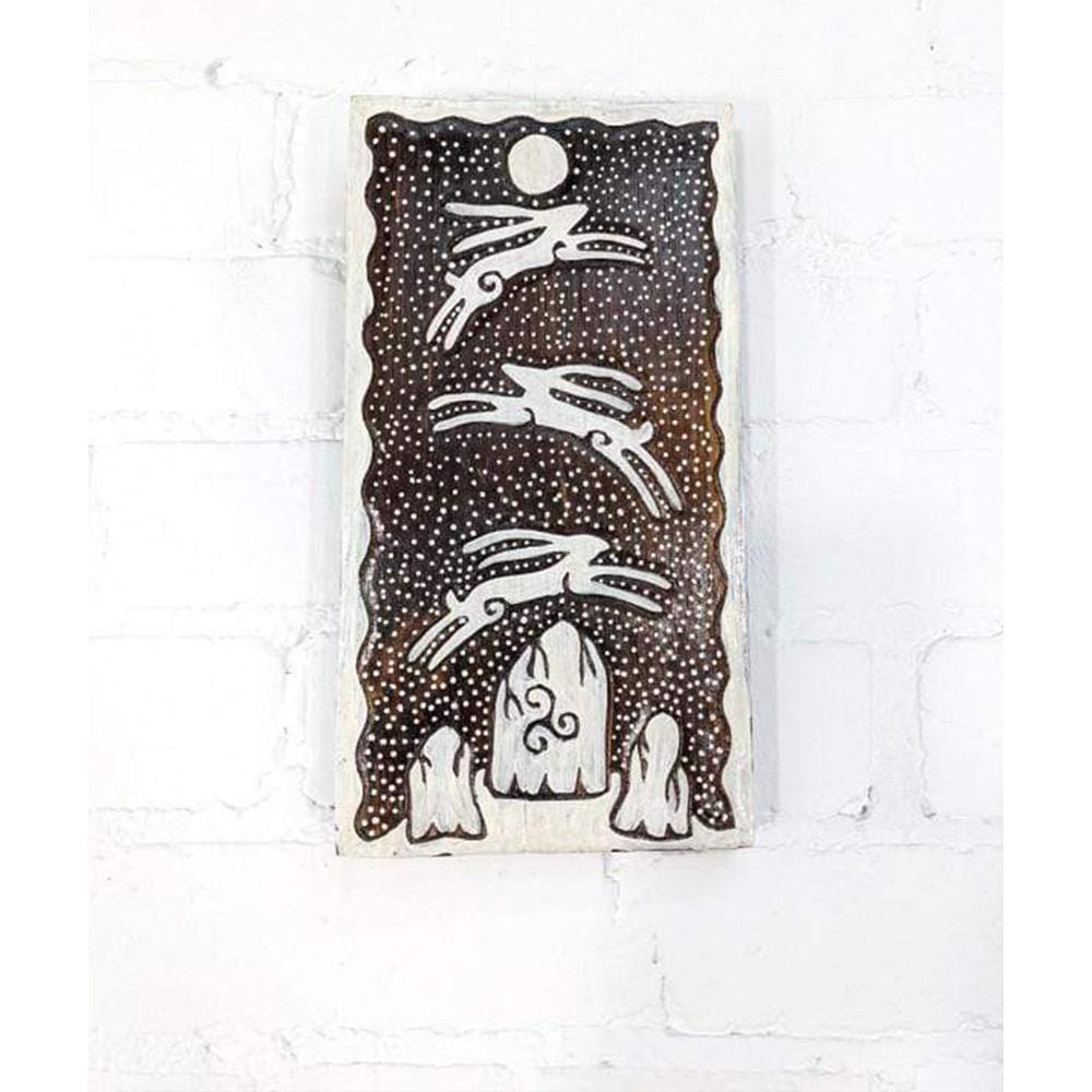 Moon & Hares Wooden Plaque