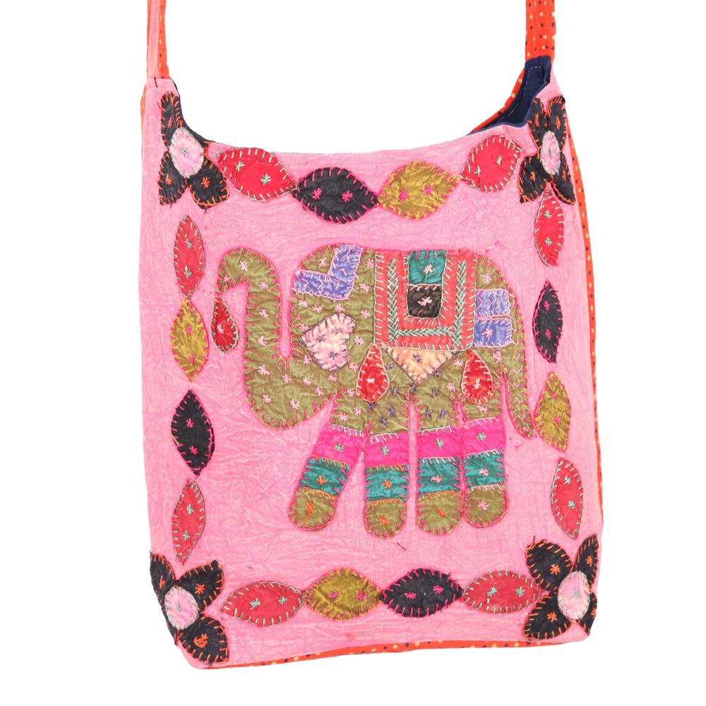Embroidered Elephant Shoulder Bag..