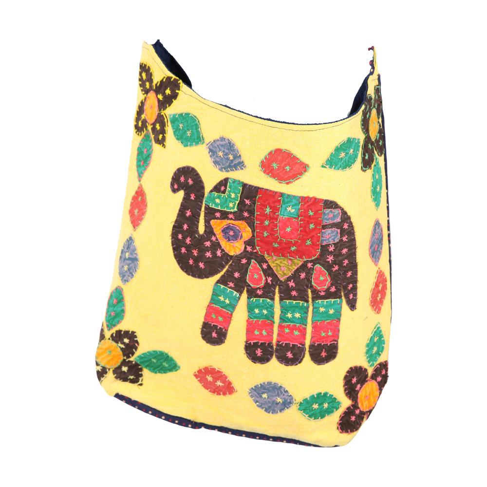 Embroidered Elephant Shoulder Bag..