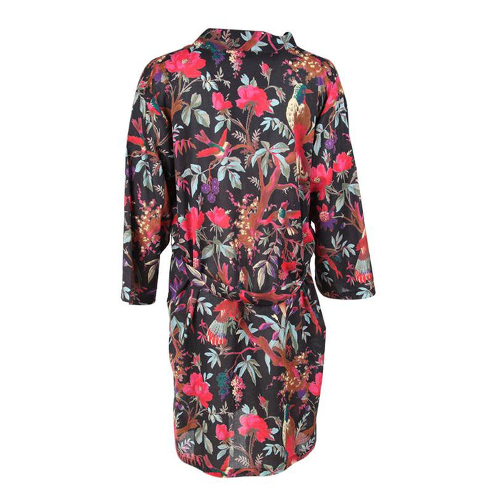 Bird Print Kimono Gown