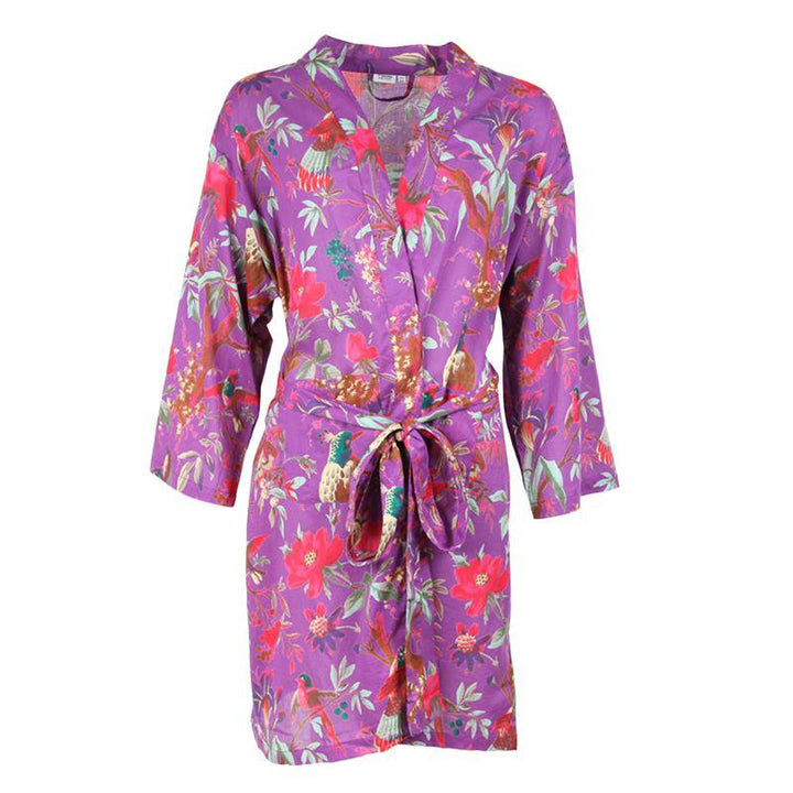 Bird Print Kimono Gown