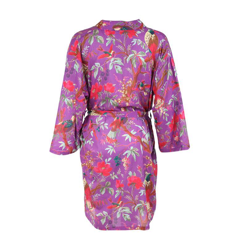 Bird Print Kimono Gown
