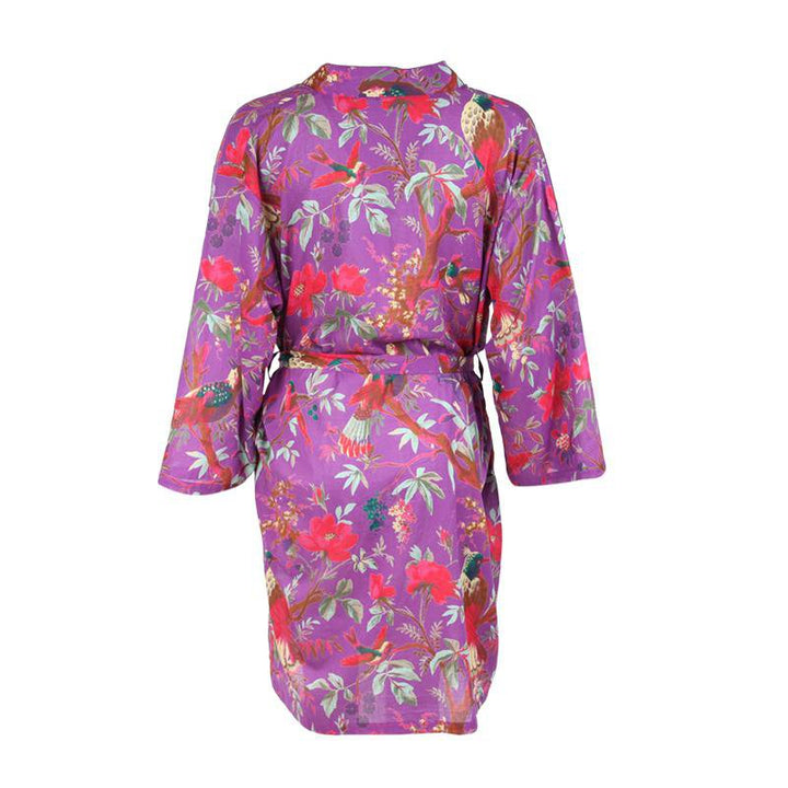 Bird Print Kimono Gown