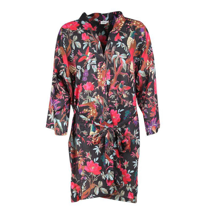 Bird Print Kimono Gown
