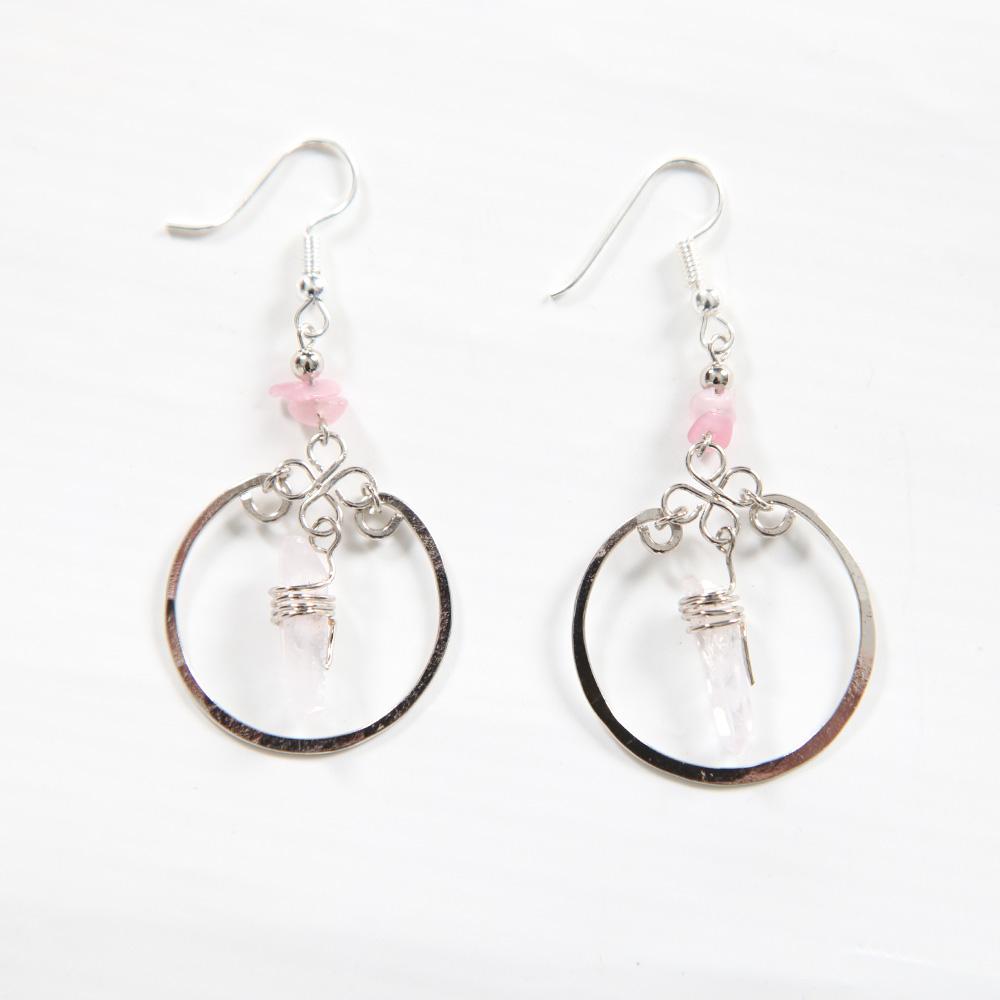 Quartz Round Drop Earrings..