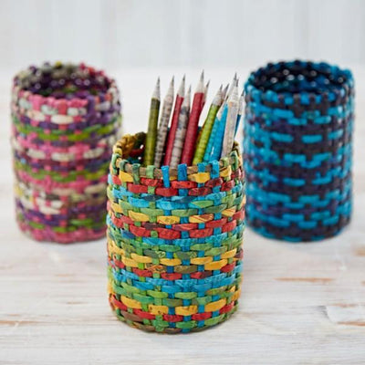 Recycled Newspaper Round Pencil Holder