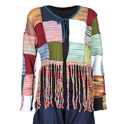 Patchwork Tie Front Cardigan