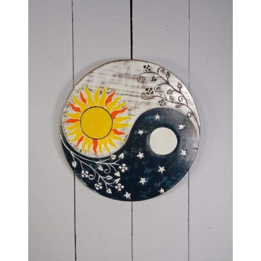 Yin Yang Sun & Moon Round Plaque